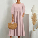 Losse Midi Jurk met Driekwart Mouwen