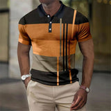Heren Polo Shirt met Rits en Moderne Print