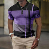 Heren Polo Shirt met Rits en Moderne Print