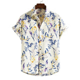 Heren Hawaiiaans Overhemd met Tropische Print en Korte Mouwen