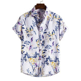 Heren Hawaiiaans Overhemd met Tropische Print en Korte Mouwen
