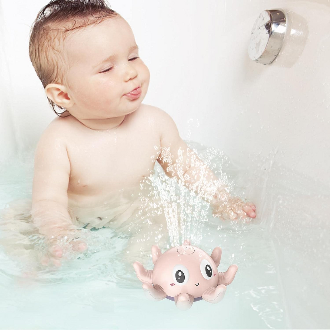 Babybadspeelgoed – elektrische octopus sproeier met muziek en LED licht voor vrolijk badplezier. Stimuleert zintuigen en maakt het baden nog leuker!