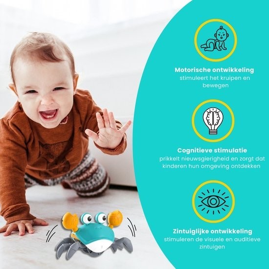 Dansende krab – Montessori interactief kruipend baby speelgoed dat de motorische vaardigheden en zintuiglijke ontwikkeling bevordert, met vrolijke bewegingen en geluiden.