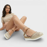 Dames Espadrille Sandalen met Enkelband