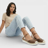 Dames Espadrille Sandalen met Enkelband