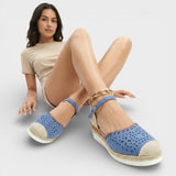 Dames Espadrille Sandalen met Enkelband