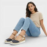 Dames Espadrille Sandalen met Enkelband
