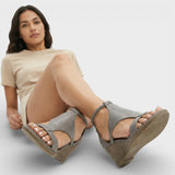 Dames Sandalen met Sleehak en Kruisbanden