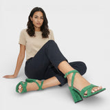 Dames Sandalen met Blokhak en Kruisbanden
