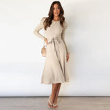 Elegante Midi Jurk met Taillekoord