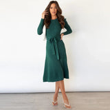 Elegante Midi Jurk met Taillekoord