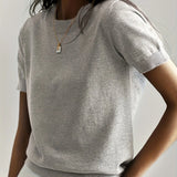 Casual dames T-shirt met korte mouwen, perfect voor de lente en dagelijkse outfits.