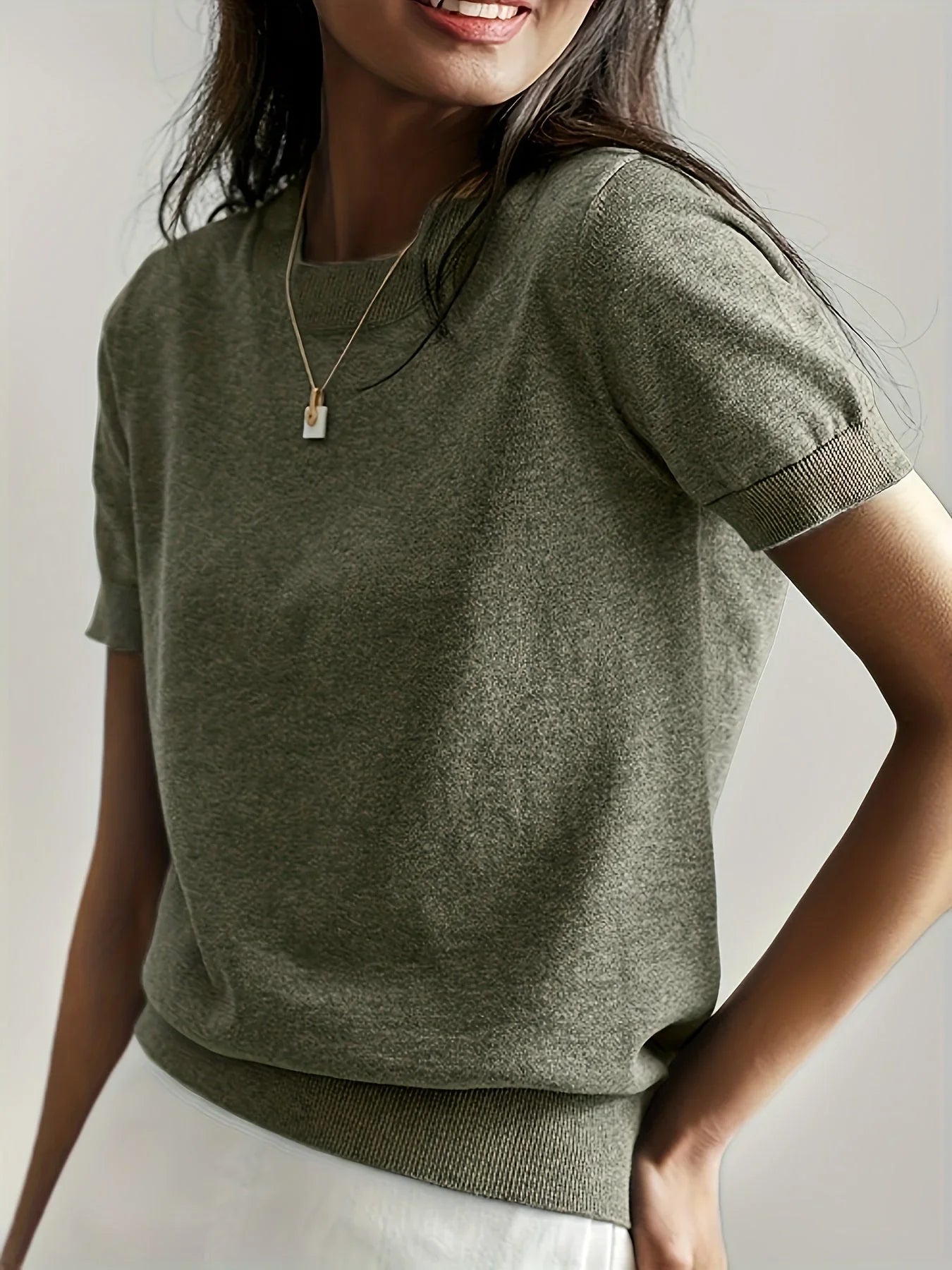 Casual dames T-shirt met korte mouwen, perfect voor de lente en dagelijkse outfits.