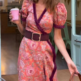 Dames Maxi Jurk met Bloemenprint en Strikceintuur