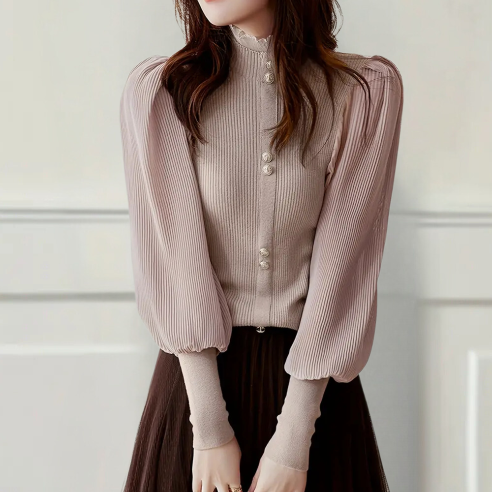 Jovana – Elegante gebreide top voor dames – Stijlvolle en veelzijdige top met een verfijnde pasvorm, perfect voor zowel casual als chique outfits. Ideaal voor laagjes in het koude seizoen of een comfortabele, stijlvolle look.