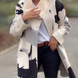 Oversized Gebreide Jas met Print