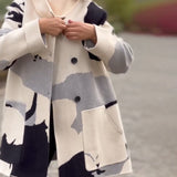 Oversized Gebreide Jas met Print