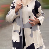 Oversized Gebreide Jas met Print