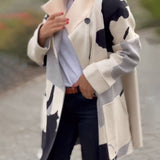 Oversized Gebreide Jas met Print