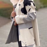 Oversized Gebreide Jas met Print