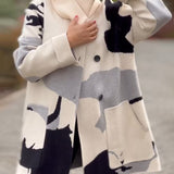 Oversized Gebreide Jas met Print