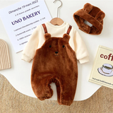 LittleSnow pluche babyset – romper, muts en shirt in zachte, warme stof voor comfort en schattige winterlooks.