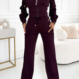 Tweedelige Lounge Set met Ritsvest en Wijde Broek