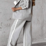 Tweedelige Set met Blazer en Wijde Broek met Contraststrepen