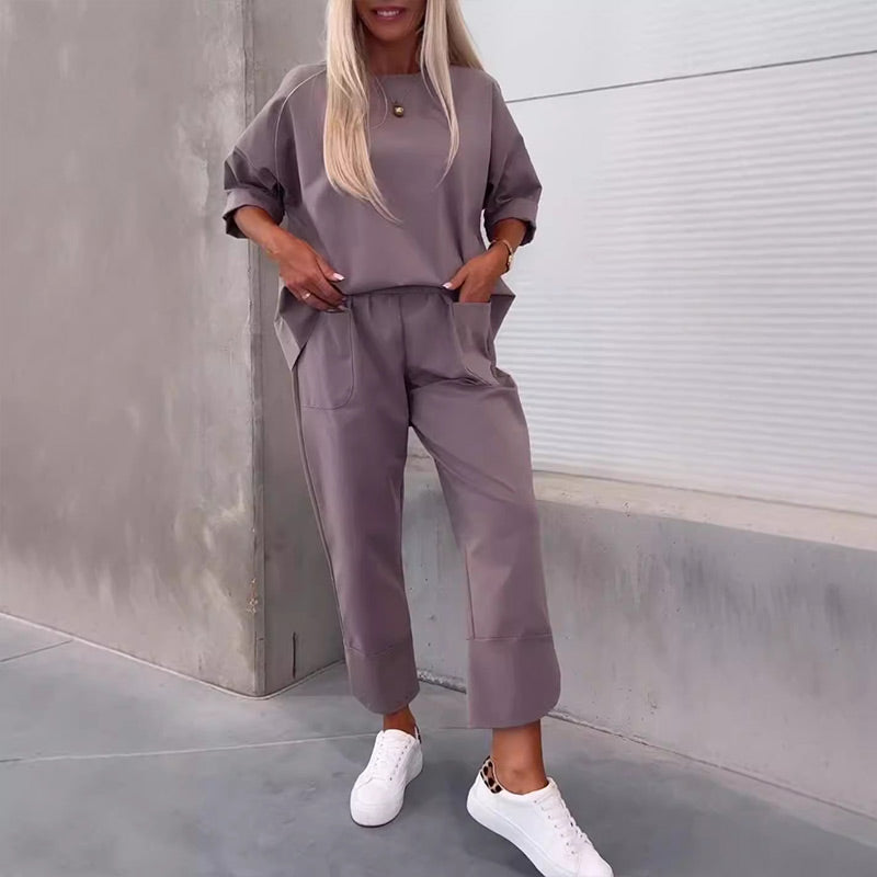 Tweedelige Set met Oversized Top en Enkelbroek