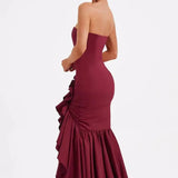Straploze Maxi Jurk met Volantdetails