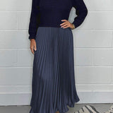 Gebreide Tweedelige Set met Geplooide Midi Rok