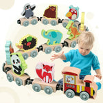 Montessori MagniZoo magnetisch dieren treintje – leerzaam houten speelgoed met magnetische dierwagonnetjes voor motoriek, fantasie en spelplezier.