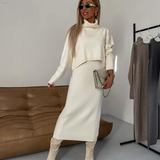 Gebreide Tweedelige Set met Trui en Midi Rok