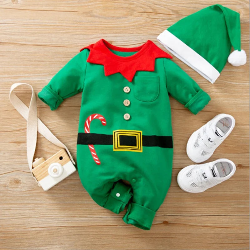 LittleSanta zacht baby kerstpakje – comfortabele, warme stof en schattig ontwerp voor feestelijke kerstmomenten.