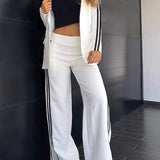 Tweedelige Set met Blazer en Wijde Broek met Zijstrepen