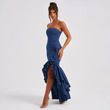 Straploze Maxi Jurk met Volantdetails