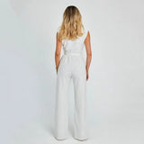 Elegante Jumpsuit met Wijde Pijpen en Strikdetail