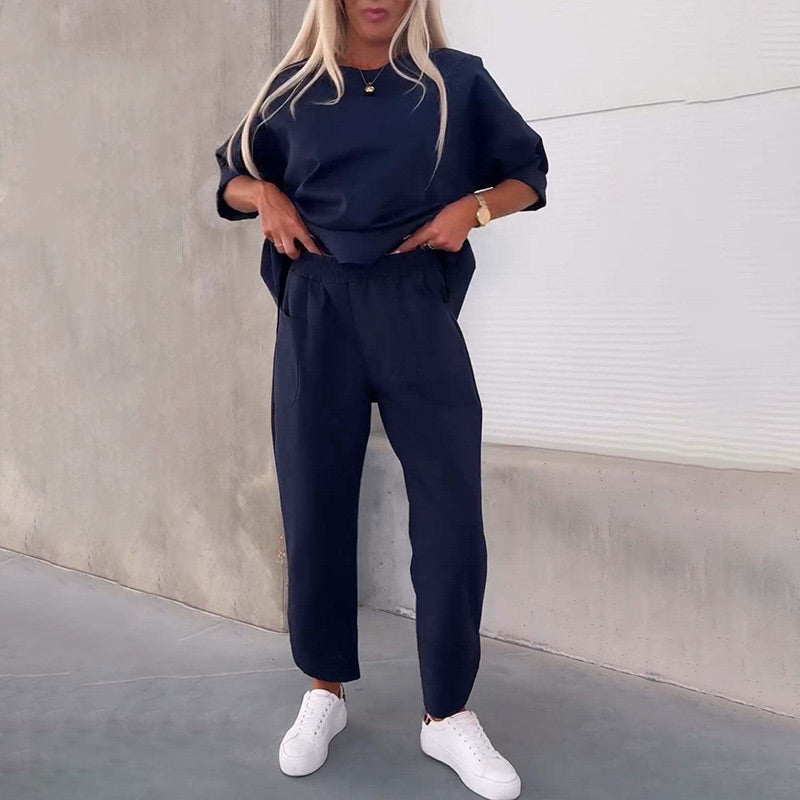 Tweedelige Set met Oversized Top en Enkelbroek