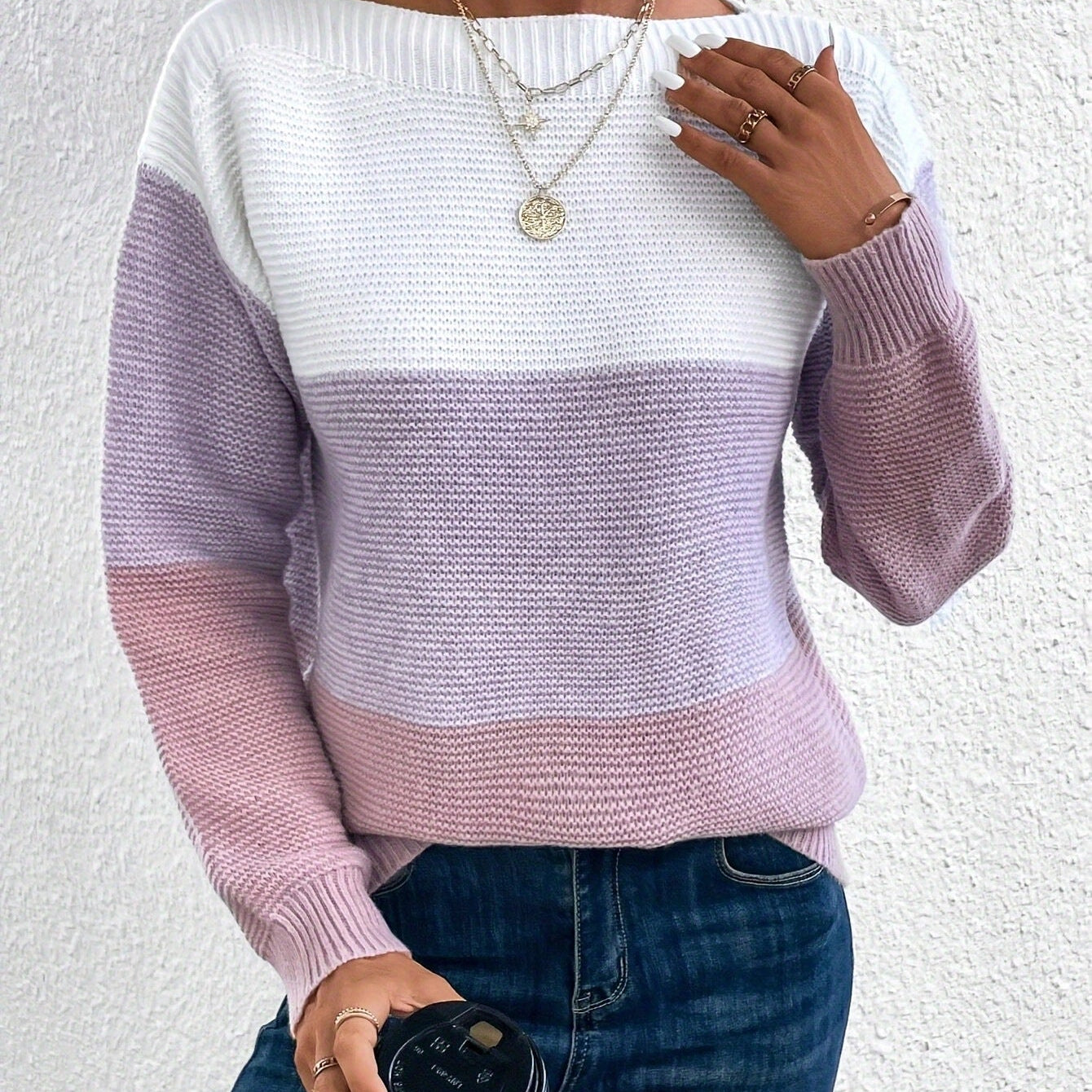 Trendy gebreide damestrui – model 'Evora' in een stijlvol patroon, ideaal voor herfst en winter.