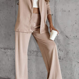 Tweedelige Set met Blazer en Wijde Broek met Contraststrepen