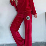 Velours Tweedelige Lounge Set met Wijde Broek
