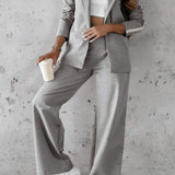 Tweedelige Set met Blazer en Wijde Broek met Contraststrepen