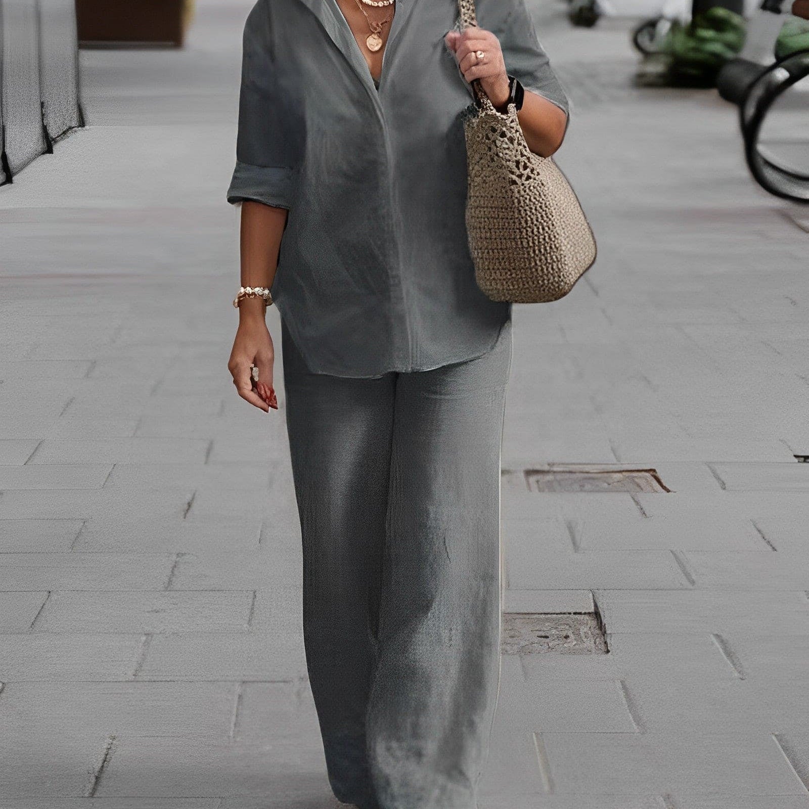 Tweedelige Set met Blouse en Wijde Broek