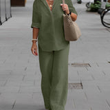 Tweedelige Set met Blouse en Wijde Broek