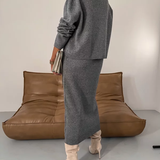 Gebreide Tweedelige Set met Trui en Midi Rok