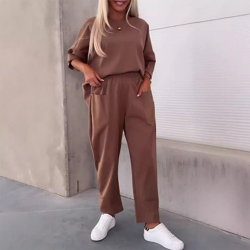 Tweedelige Set met Oversized Top en Enkelbroek