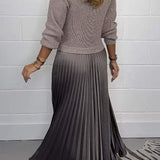 Gebreide Tweedelige Set met Geplooide Midi Rok