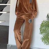 Velours Tweedelige Lounge Set met Wijde Broek