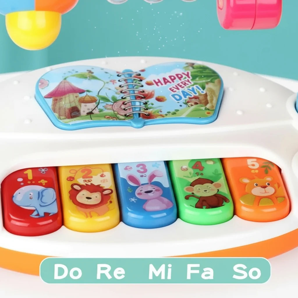 MiniMelody Draaibare Speelgoedpiano met Licht & Geluid – Educatief muziekspeelgoed dat creativiteit, ritmegevoel en muzikaal plezier bij kinderen stimuleert.