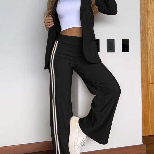 Tweedelige Set met Blazer en Wijde Broek met Zijstrepen